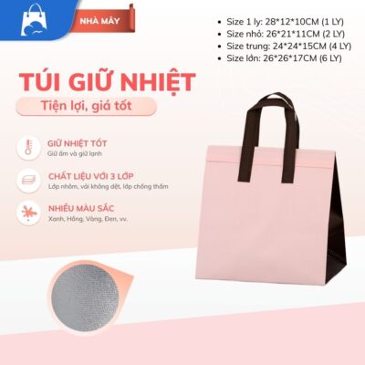 Bannner túi giữ nhiệt hồng - nâu