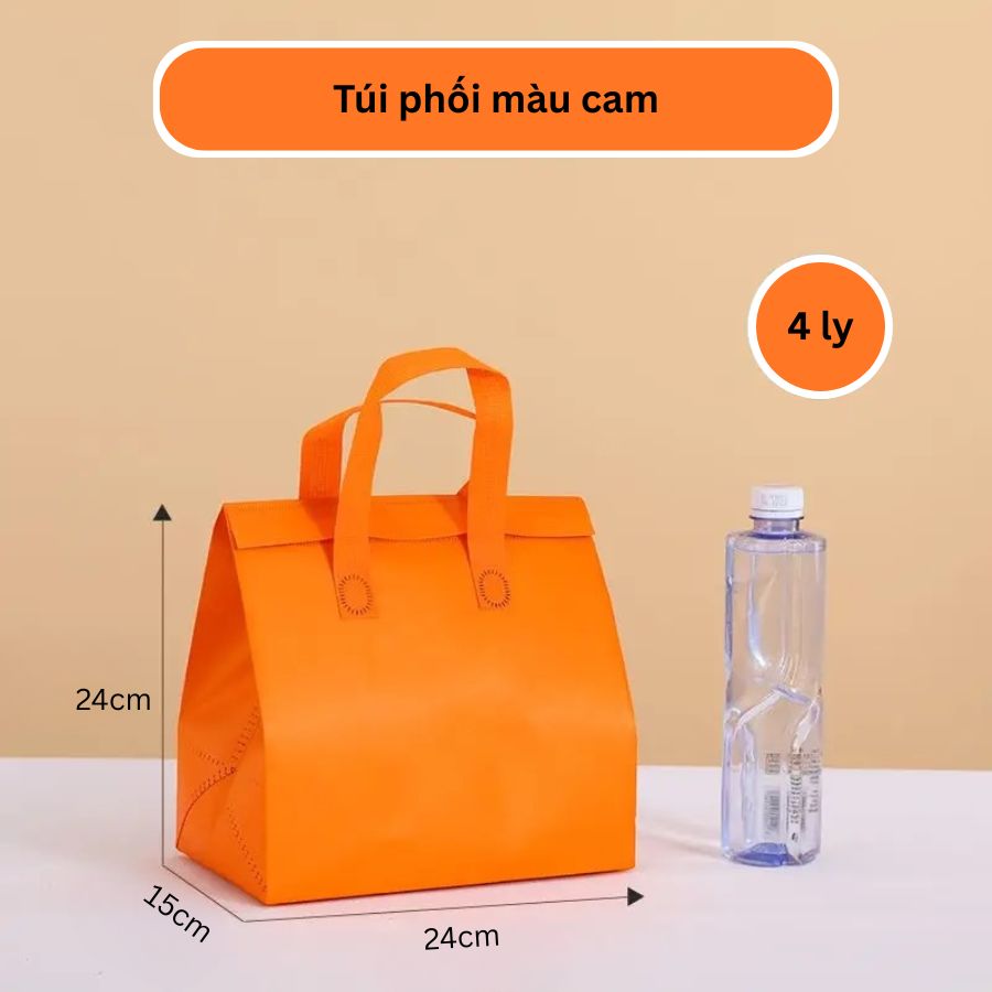 Túi giữ nhiệt trà sữa cam size 24-24-15cm Túi giữ nhiệt trà sữa cam size 24-24-15cm