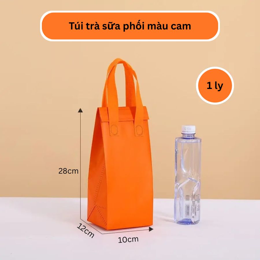 Túi giữ nhiệt trà sữa cam size 28-12-10cm-1 ly Túi giữ nhiệt trà sữa cam size 28-12-10cm-1 ly