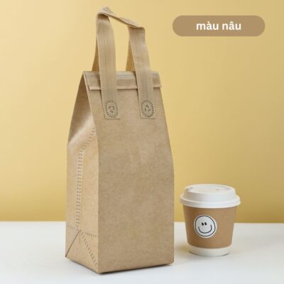 Combo 10 Túi Giữ Nhiệt – Nhà Mây Túi giữ nhiệt trà sữa nâu size 28-12-10cm-1 ly