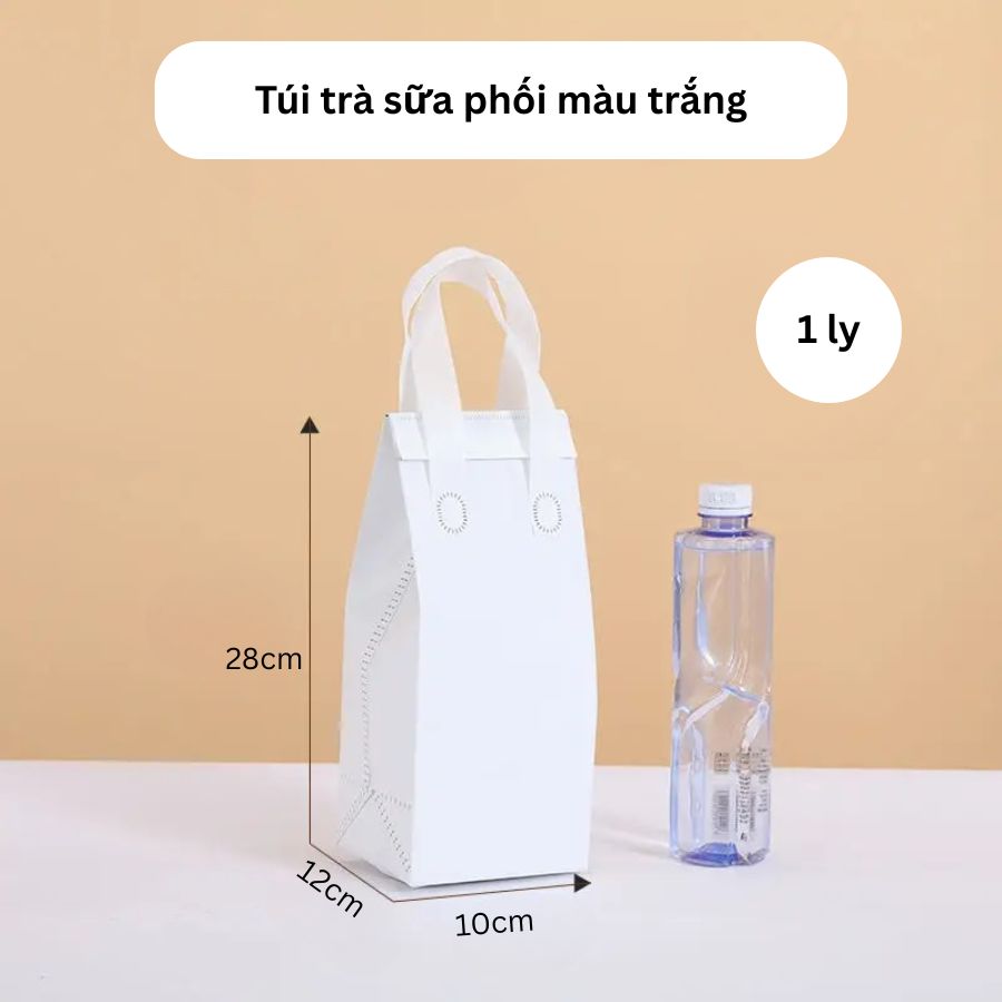 Túi giữ nhiệt trà sữa trắng size 28-12-10cm-1 ly Túi giữ nhiệt trà sữa trắng size 28-12-10cm-1 ly