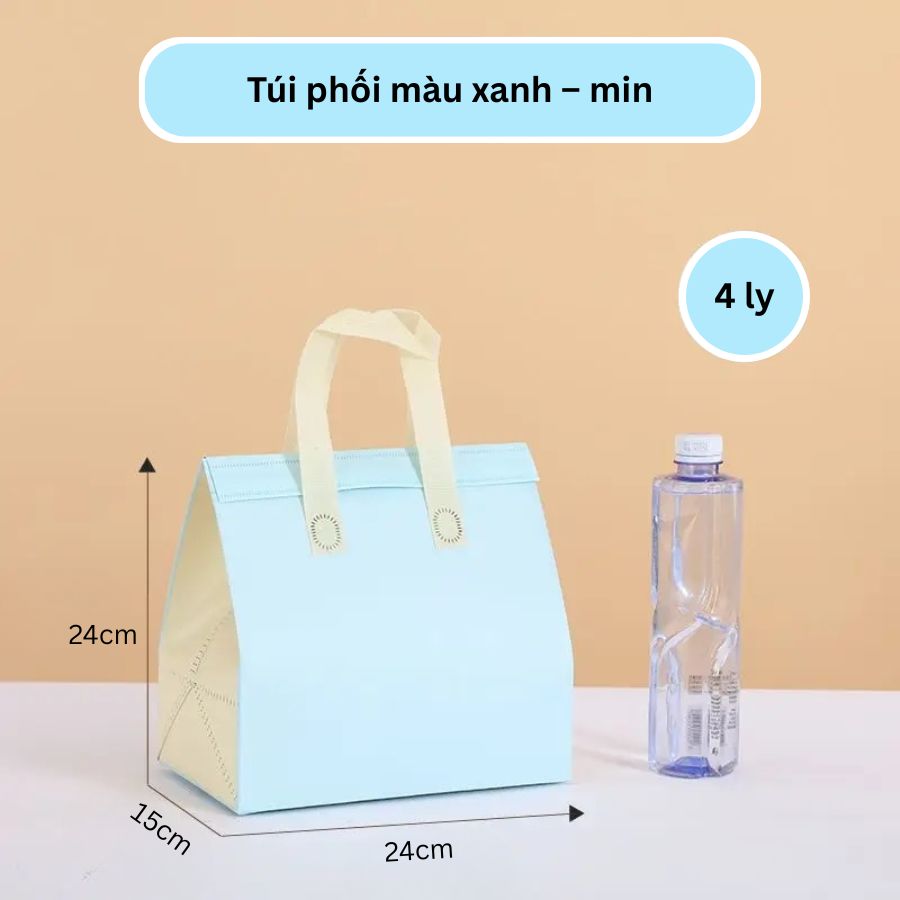 Túi giữ nhiệt trà sữa xanh-min size 24-24-15cm Túi giữ nhiệt trà sữa xanh-min size 24-24-15cm