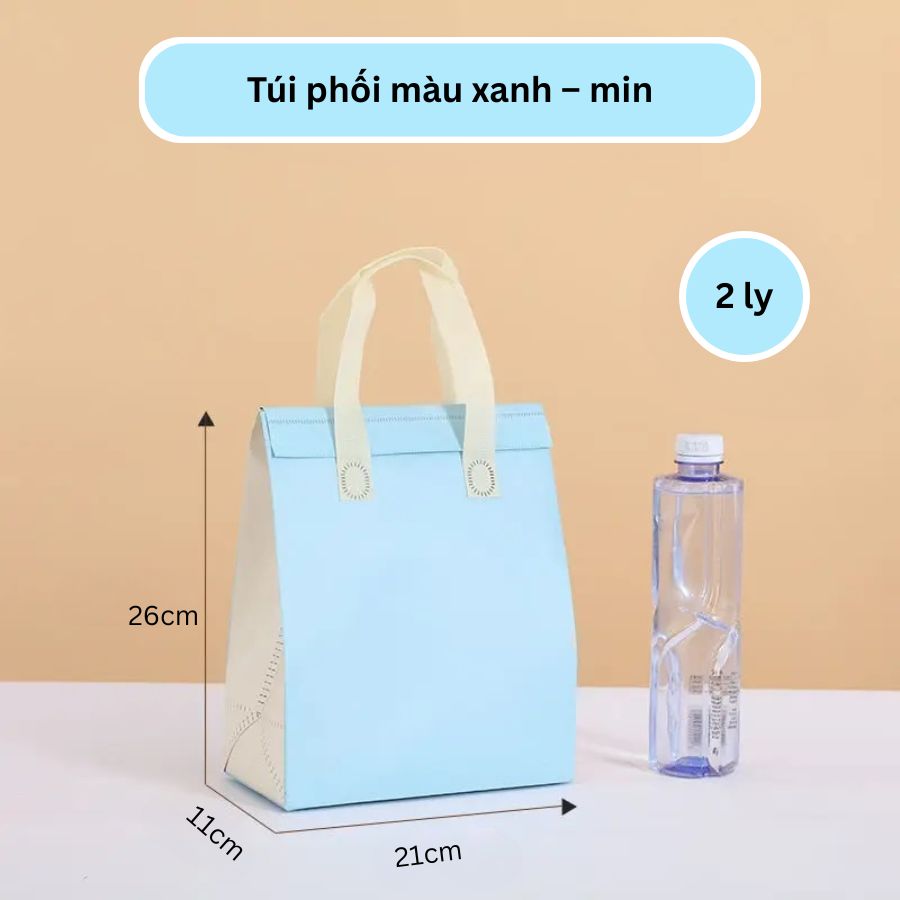 Túi giữ nhiệt trà sữa xanh-min size 26-21-11cm Túi giữ nhiệt trà sữa xanh-min size 26-21-11cm