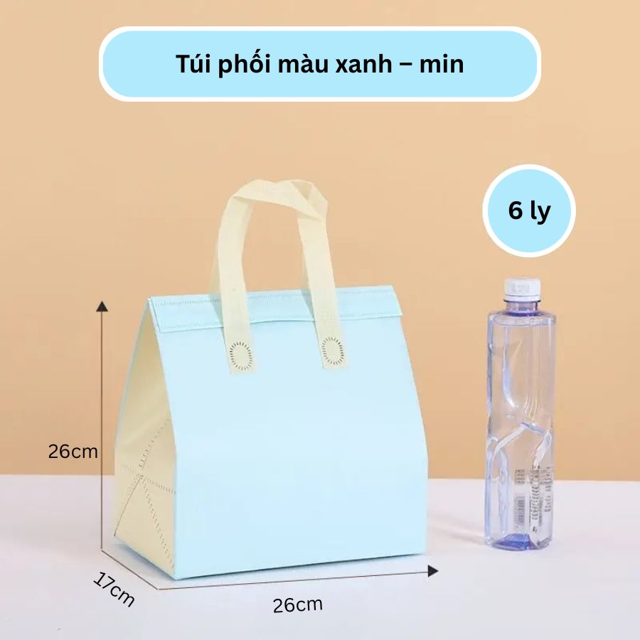 Túi giữ nhiệt trà sữa xanh-min size 26-26-17cm Túi giữ nhiệt trà sữa xanh-min size 26-26-17cm
