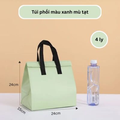 Combo 10 Túi Giữ Nhiệt – Nhà Mây Túi giữ nhiệt trà sữa xanh mù tạt size 24-24-15cm