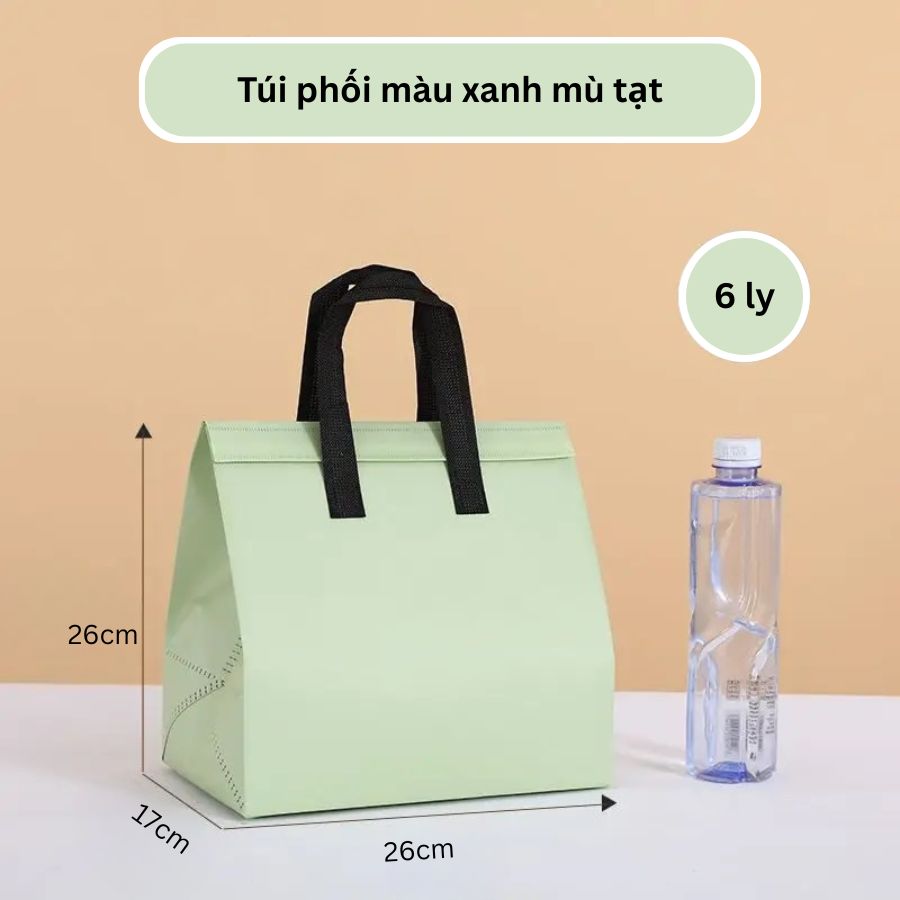 Túi giữ nhiệt trà sữa xanh mù tạt size 26-26-17cm Túi giữ nhiệt trà sữa xanh mù tạt size 26-26-17cm