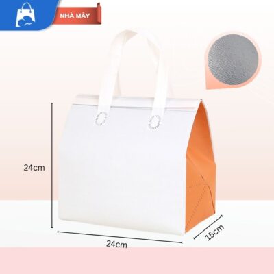 Túi giữ nhiệt trắng - cam 15
