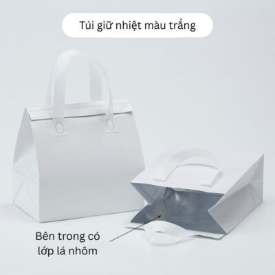 Túi giữ nhiệt trắng lớp nhôm