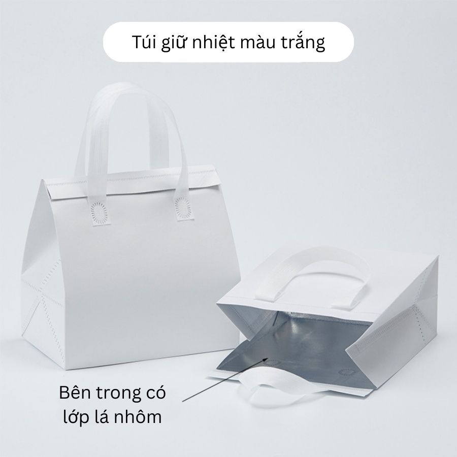 Túi giữ nhiệt trắng lớp nhôm Túi giữ nhiệt trắng lớp nhôm