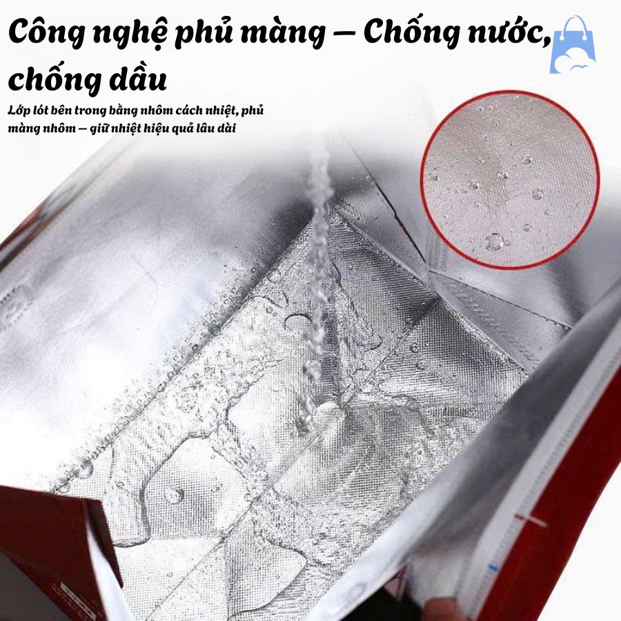 Khám Phá Túi Giữ Nhiệt Trà Sữa Chống Thấm – Bảo Vệ Hương Vị Trọn Vẹn Dù Bạn Đi Đâu! Túi giữ nhiệt trà sữa chống thấm với lớp lót nhôm – đổ nước không thấm, bảo vệ thực phẩm tối ưu
