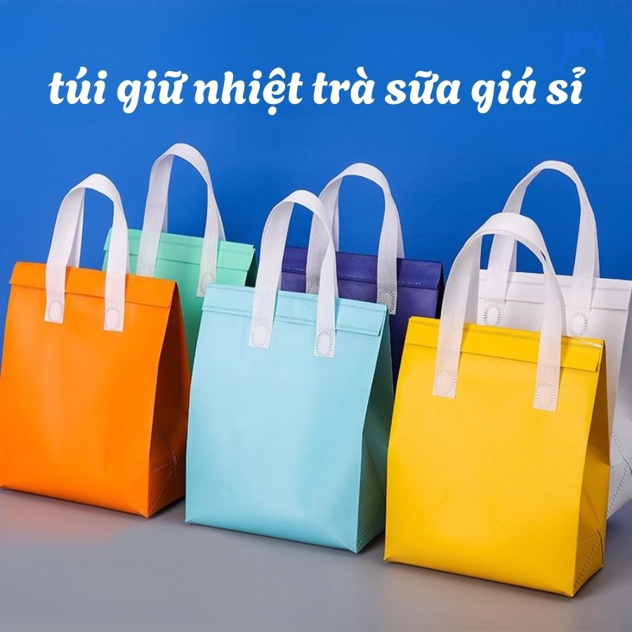Túi giữ nhiệt trà sữa giá sỉ – màu sắc đa dạng, vải dày chống thấm, phù hợp quán trà sữa và đơn vị giao hàng