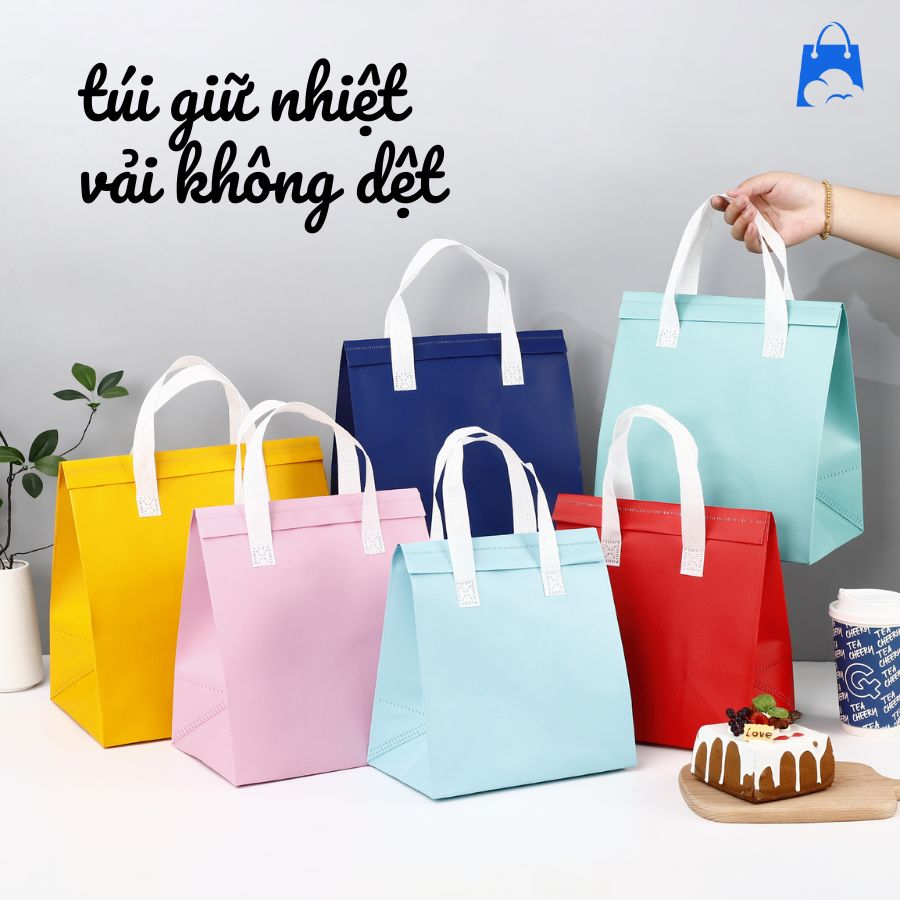 Combo túi giữ nhiệt vải không dệt 6 màu sắc trẻ trung – lựa chọn hoàn hảo để giữ nóng, lạnh thực phẩm.