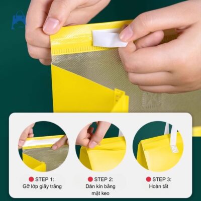Hướng dẫn đóng túi giữ nhiệt trà sữa mang đi – chỉ 3 bước đơn giản với lớp keo dính chắc chắn, giữ nhiệt hiệu quả