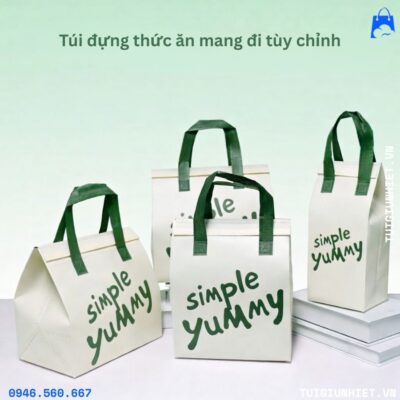 Cận cảnh lớp lót nhôm bên trong túi giữ nhiệt và đường ép nhiệt quai túi giúp tăng độ bền và khả năng giữ nóng lạnh cho đồ uống.