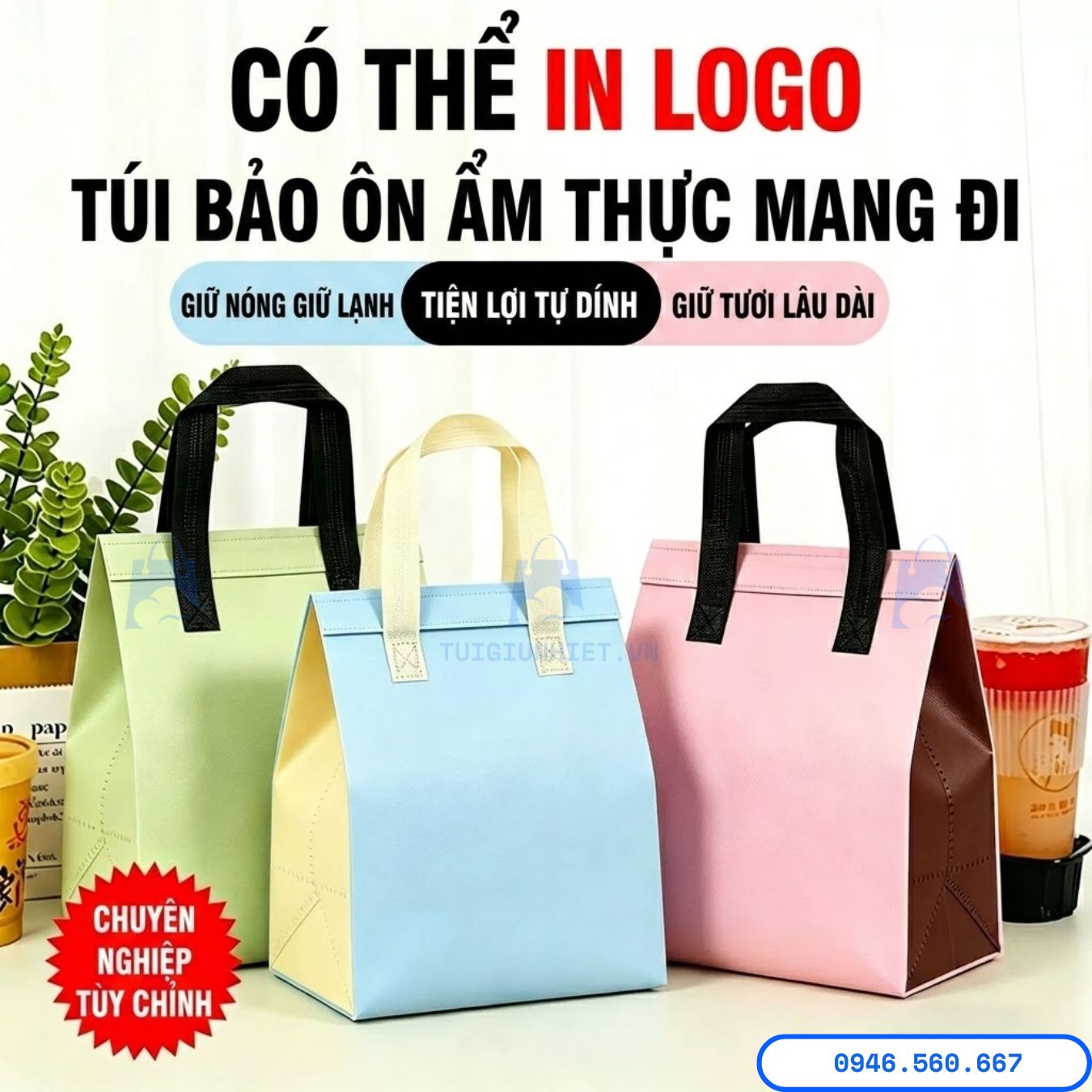 Túi Đựng Trà Sữa Giữ Lạnh Bao Lâu? Hướng Dẫn Chi Tiết & Test Thực Tế Các mẫu túi đựng trà sữa giữ lạnh bao lâu có thể in logo theo yêu cầu, thiết kế tiện lợi với khả năng giữ nóng lạnh hiệu quả cho quán takeaway.