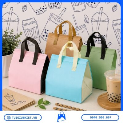 Lớp Lót Nhôm Trong Túi Giữ Nhiệt giúp giữ nóng, giữ lạnh hiệu quả cho trà sữa, cà phê và đồ ăn mang đi với nhiều màu sắc lựa chọn.