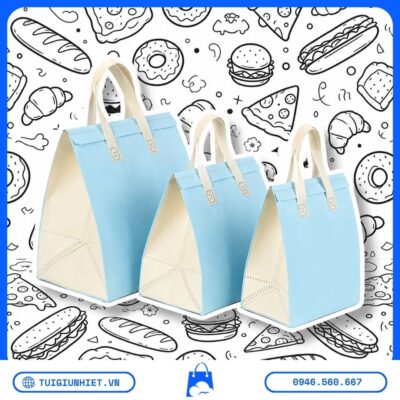 So sánh Túi Giữ Nhiệt Vải Không Dệt vs Túi Xốp qua các mẫu túi nhiều kích thước, đáp ứng nhu cầu giao trà sữa, bánh và thức ăn nhanh.