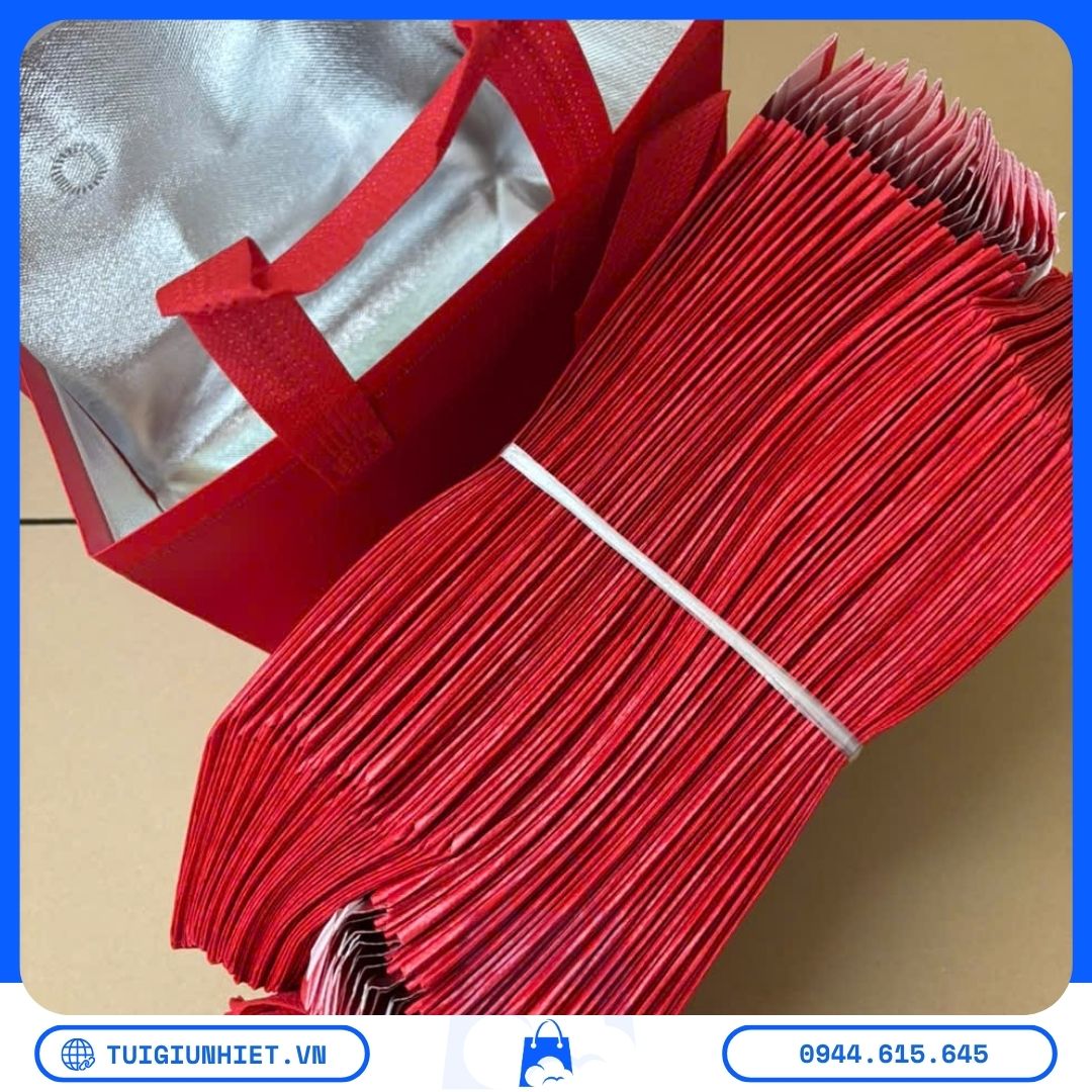 Túi Giữ Nhiệt Giao Hàng Màu Đỏ – Giải Pháp Giữ Nhiệt Chuyên Dụng Cho Quán Trà Sữa & Shipper Túi Giữ Nhiệt Giao Hàng Màu Đỏ có lớp bạc cách nhiệt bên trong, thiết kế quai xách tiện lợi, phù hợp bảo quản và vận chuyển đồ ăn, bánh, trà sữa và đồ uống khi giao hàng.